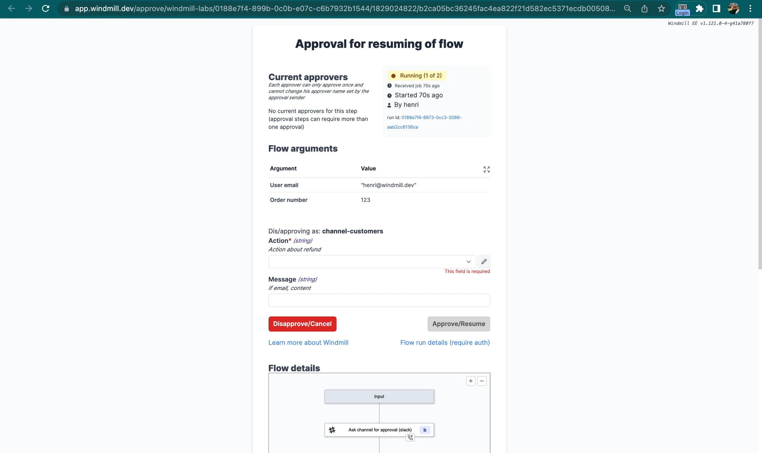 Approval page